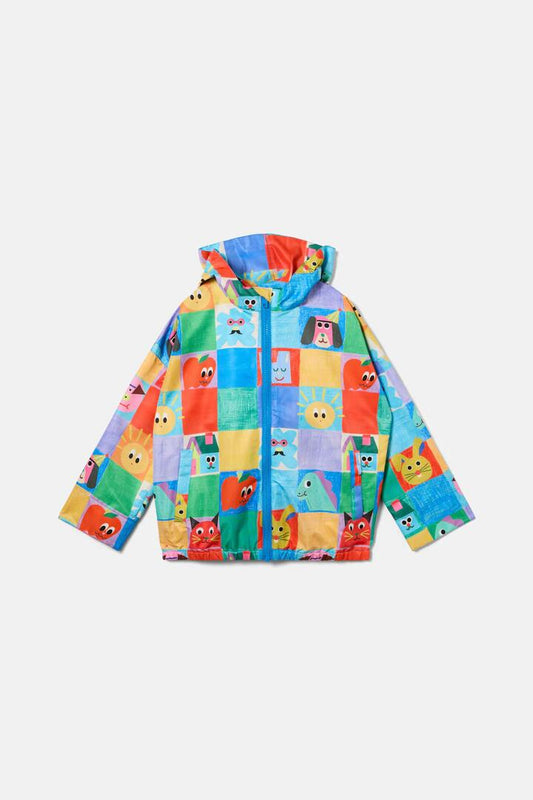Image of a model wearing Rain Coats. Product name - Check Mate Kids Raincoat in Multi colour by brand - Gorman