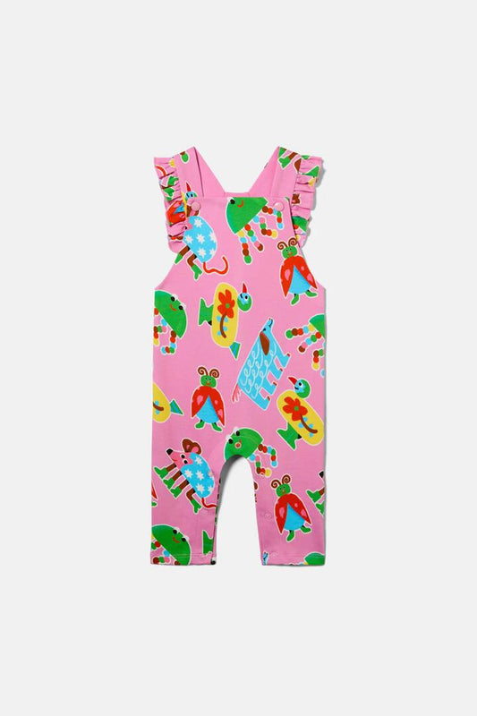 Image of a model wearing Pants. Productname: Buggy Boo Baby Frill Overalls in Pink colour by brand - Gorman