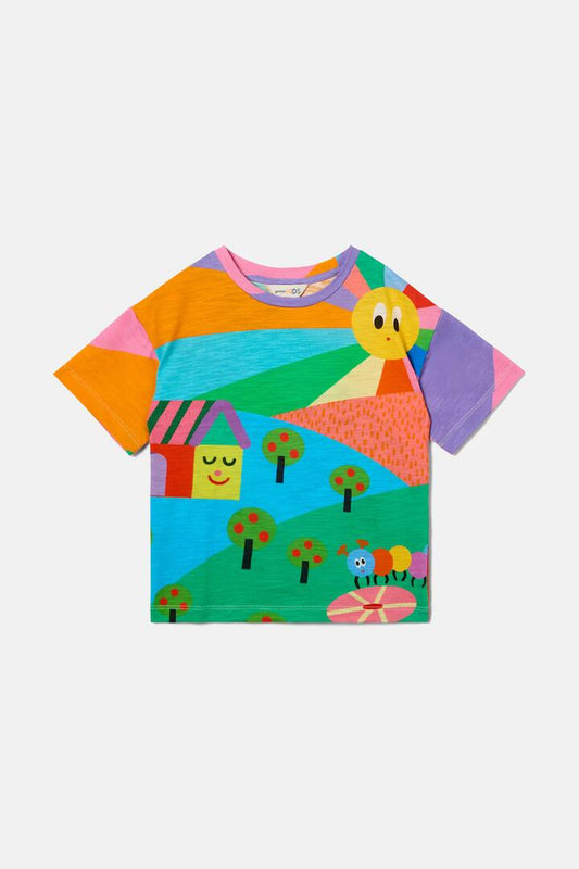 Image of a model wearing Tops. Productname: Sunsets Kids SS Tee in Multi colour by brand - Gorman