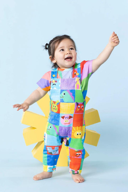 Image of a model wearing Pants. Productname: Check Mate Baby Overalls in Multi colour by brand - Gorman