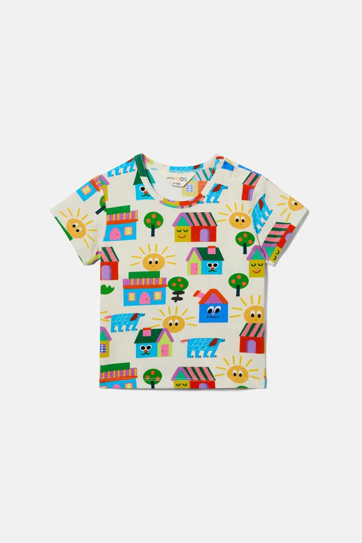 Image of T-Shirts. Product name - Little Huts Baby SS Tee in Cream colour by brand - Gorman