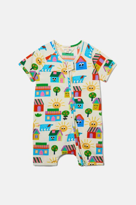 Image of Bodysuits. Productname: Little Huts Baby Onesie in Cream colour by brand - Gorman