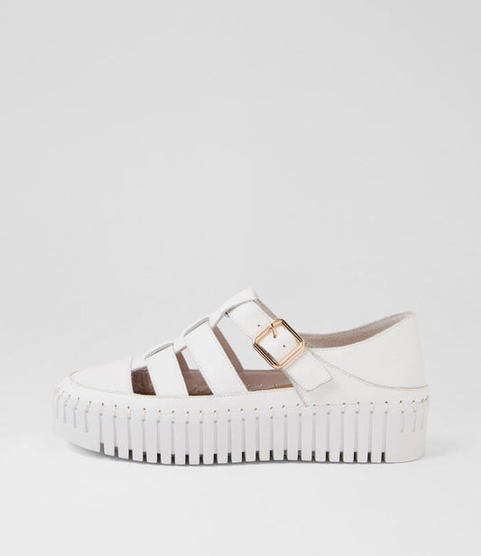 Image of Sneakers. Productname: Bentaya White Leather Sneakers in WHITE-WHITE SOLE colour by brand - MIDAS