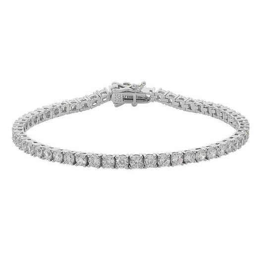 Image of Bracelets. Productname: 19cm 3mm Width Claw Set Cubic Zirconia Tennis Bracelet in Sterling Silver in Silver colour by brand - Bevilles