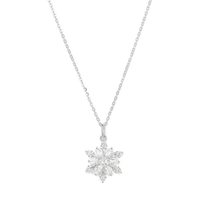 Image of Charms. Product name - 45cm Cubic Zirconia Christmas Snowflake Pendant Necklace in Sterling Silver in colour by brand - Bevilles