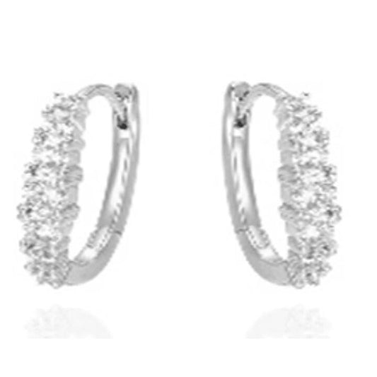 Image of Earrings. Productname: 17mm Cubic Zirconia Hoop Earrings in Sterling Silver in Silver colour by brand - Bevilles