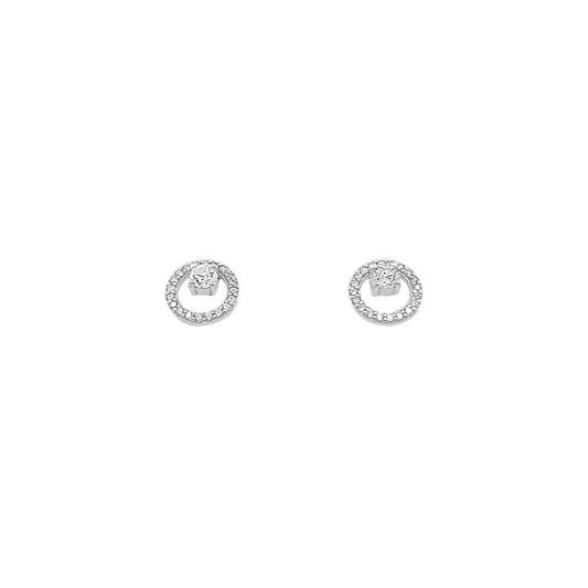 Image of Earrings. Productname: 10mm Sterling Silver Open Circle Stud Earrings with Cubic Zirconia in Silver colour by brand - Bevilles
