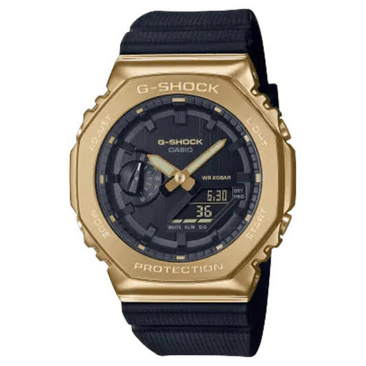 Image of Watches. Productname: Casio G Shock Men's Black and Gold Watch GM-2100G-1A9 in Watch colour by brand - Casio