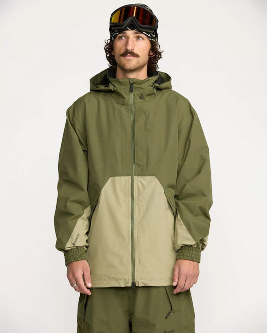 Image of Coats & Jackets. Product name - Volcom Mens Longo Gore-Tex Snow Jacket Dark Olive in Dark Olive colour by brand - Volcom