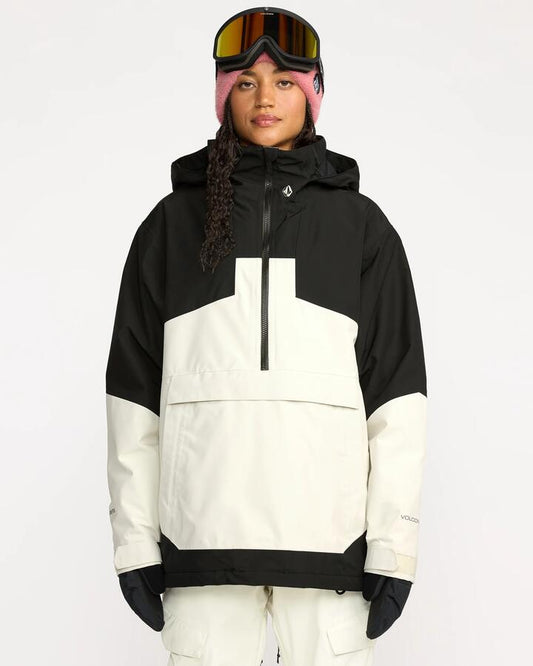 Image of a model wearing Outerwear. Productname: Volcom Womens Fern Gore-Tex Snow Jacket Bone - in Bone colour by brand - Volcom