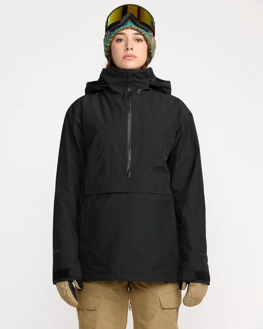 Image of a model wearing Outerwear. Productname: Volcom Womens Fern Insulated Gore-Tex Snow Jacket Black - in Black colour by brand - Volcom