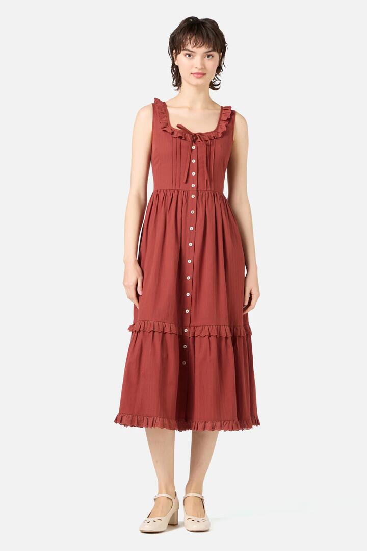 Image of Lingerie. Productname: Elise Corset Midi Dress in Terracotta colour by brand - Princess Highway