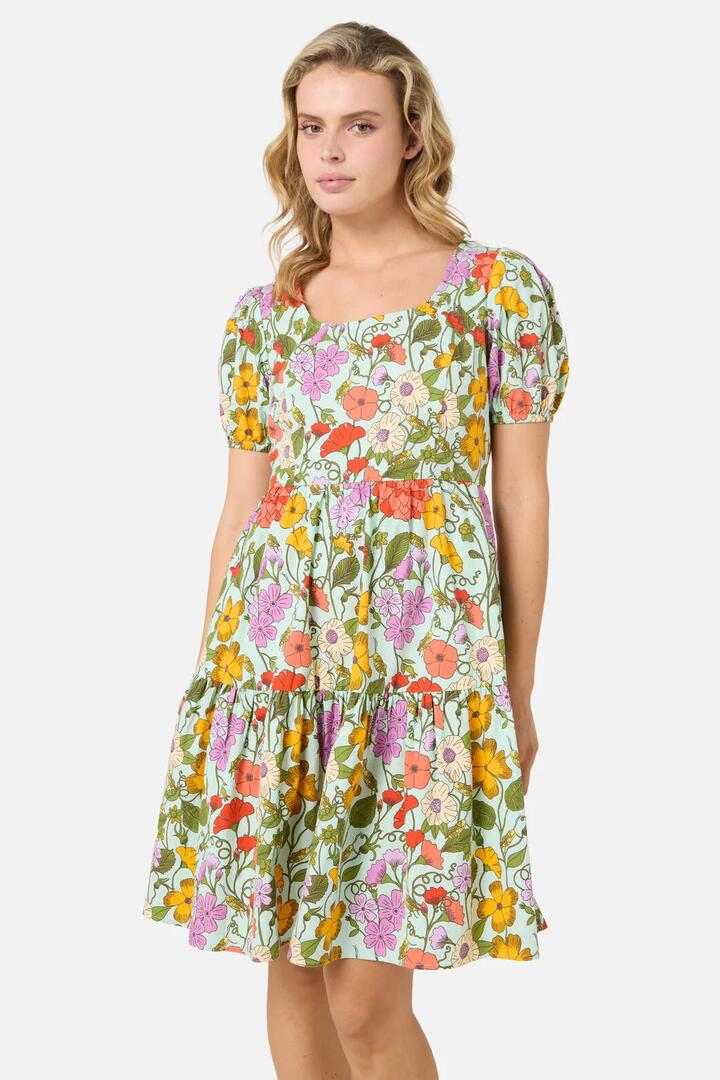 Image of Dresses. Productname: Grasshopper Floral Mini Dress in Green colour by brand - Princess Highway