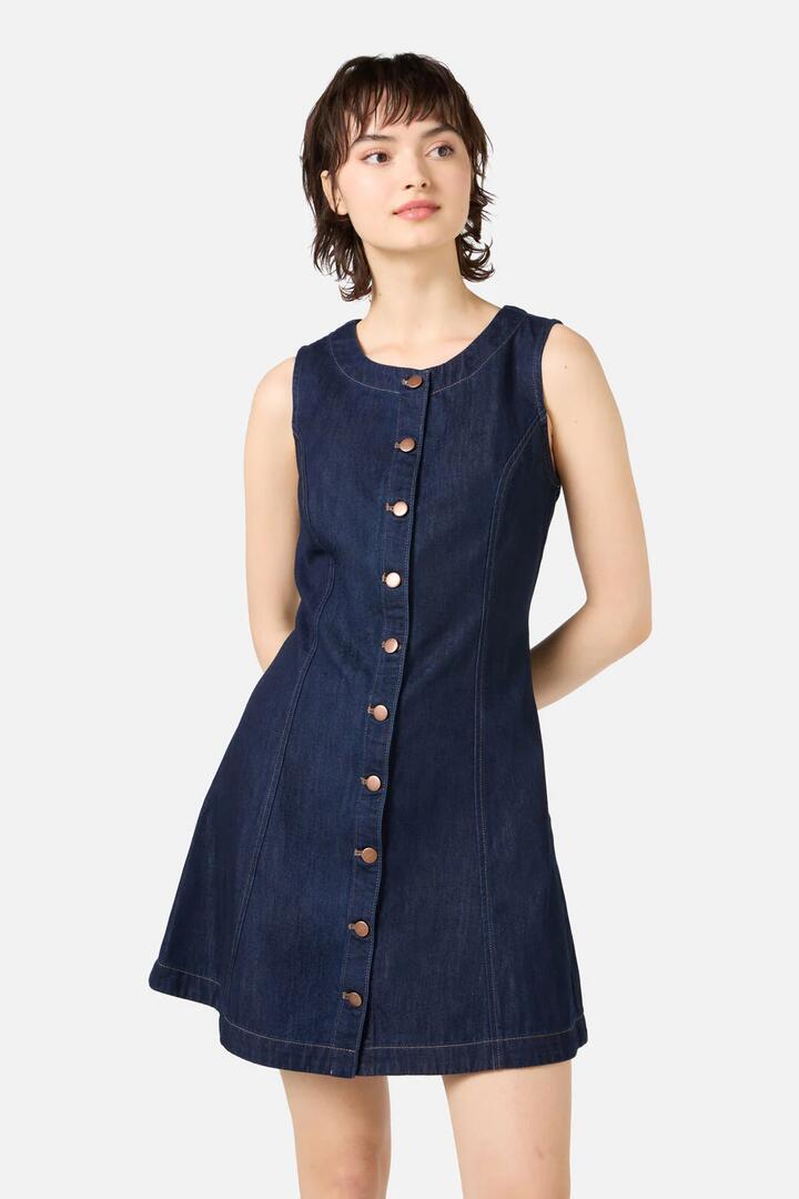 Image of Jeans. Productname: Camille Denim Mini Dress in Blue Denim colour by brand - Princess Highway