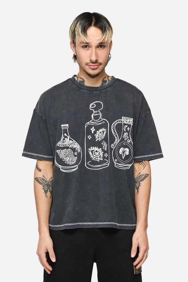 Image of T-Shirts. Productname: Spellbook Goth Relaxed Tee in Grey colour by brand - Black Friday