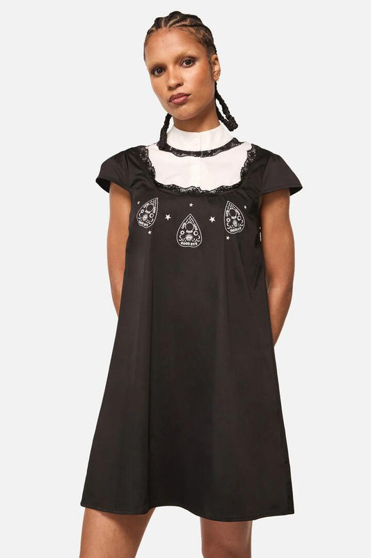 Image of Dresses. Product name - SÃ©ance Contrast Goth Mini Dress in Black colour by brand - Dangerfield