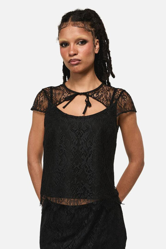 Image of Blouses. Product name - Ellen Lace Goth Formal Blouse in Black colour by brand - Black Friday