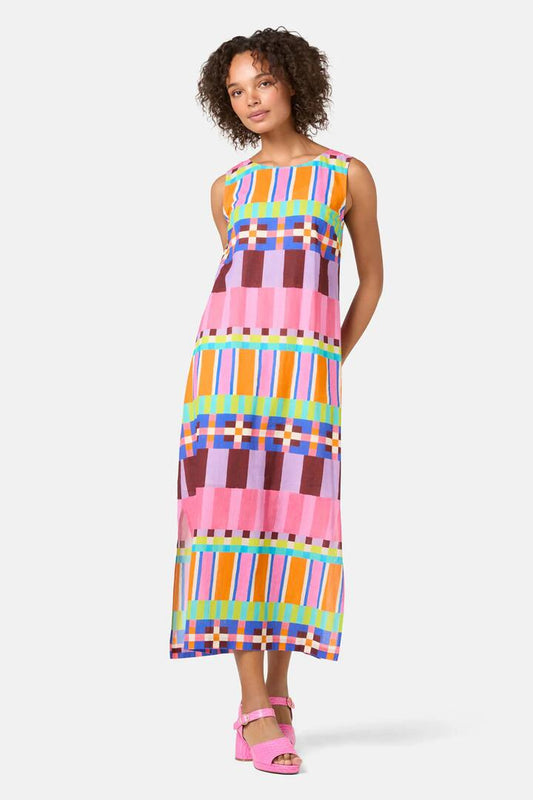 Image of Dresses. Productname: Holiday Stripe Long Dress in Print colour by brand - Gorman