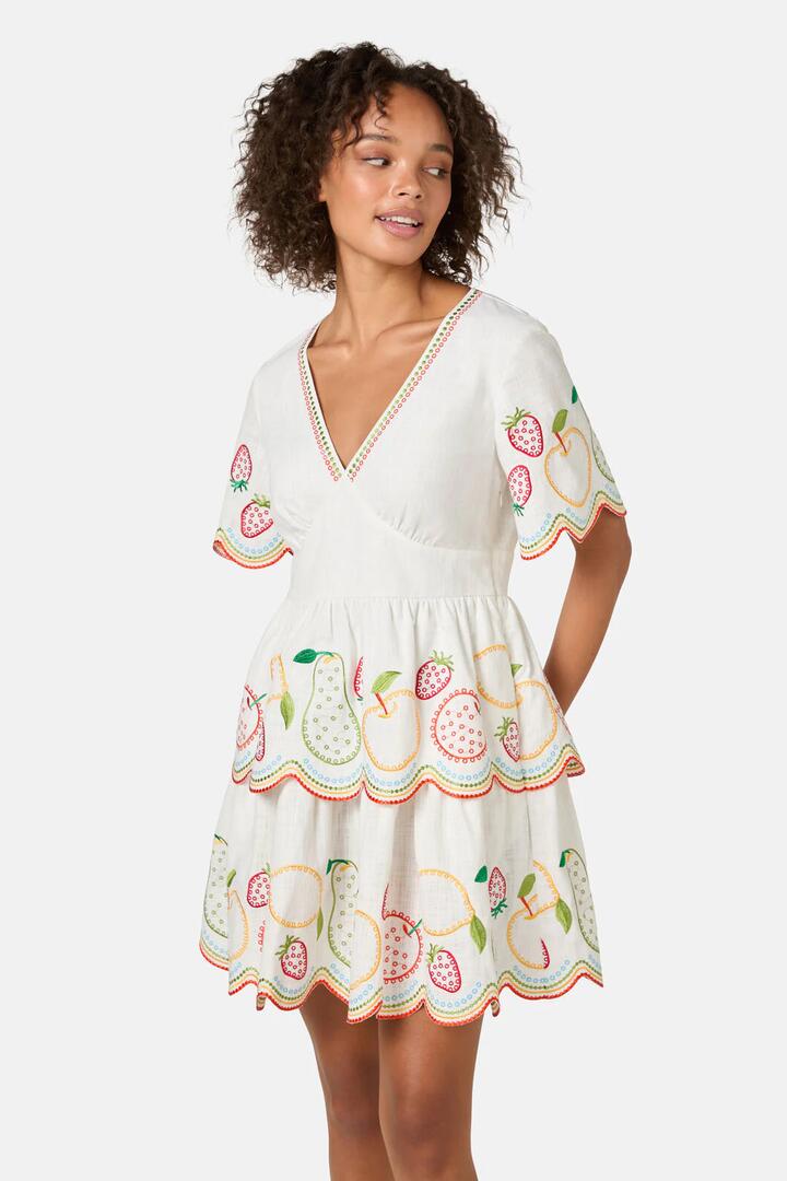 Image of Dresses. Product name - Fruity Anglaise Embroidered Dress in White colour by brand - Gorman