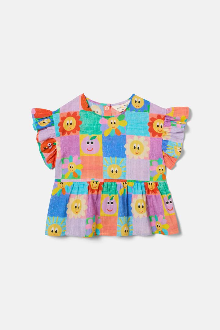 Image of a model wearing Tops. Product name - Sunny Girl Kids Top in Multi colour by brand - Gorman