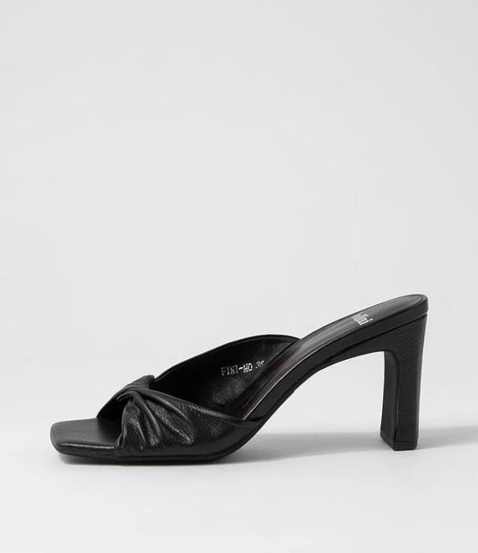 Image of Sandals. Productname: Fini Black Leather Mules in BLACK colour by brand - MOLLINI