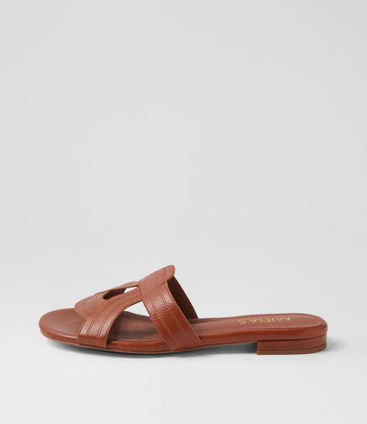 Image of Slippers. Productname: Kinsale Dark Rum Leather Slides in DARK RUM colour by brand - MIDAS