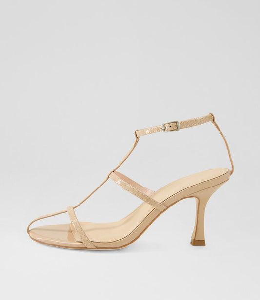 Image of Sandals. Productname: Pheebie Nude Patent Leather Sandals in NUDE colour by brand - MOLLINI
