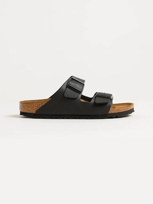 Image of Shoes. Productname: Birkenstock Unisex Arizona Birko-Flor Narrow Width in Black colour by brand - Birkenstock
