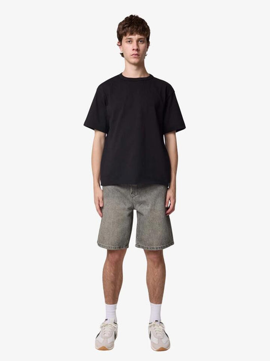 Image of a model wearing Shorts. Productname: Worship Enough Lounger Jean Shorts in Dirty Grey colour by brand - Worship