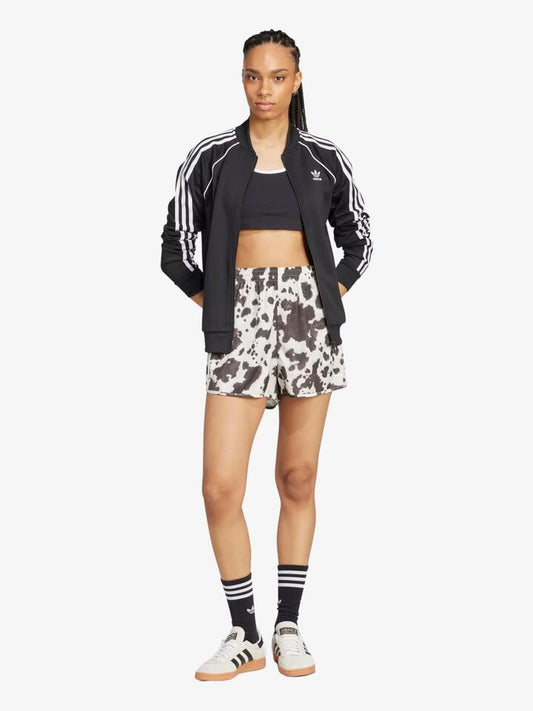 Image of a model wearing Shorts. Productname: Adidas Originals Satin Shorts in Multicolor/Off White colour by brand - Adidas