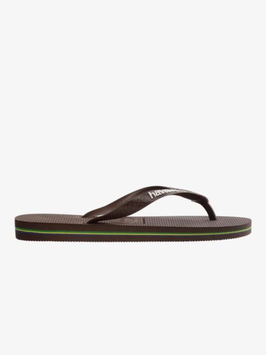 Image of Swimwear. Productname: Havaianas Unisex Brazil Logo Flip Flops in Dark Brown/White colour by brand - Havaianas