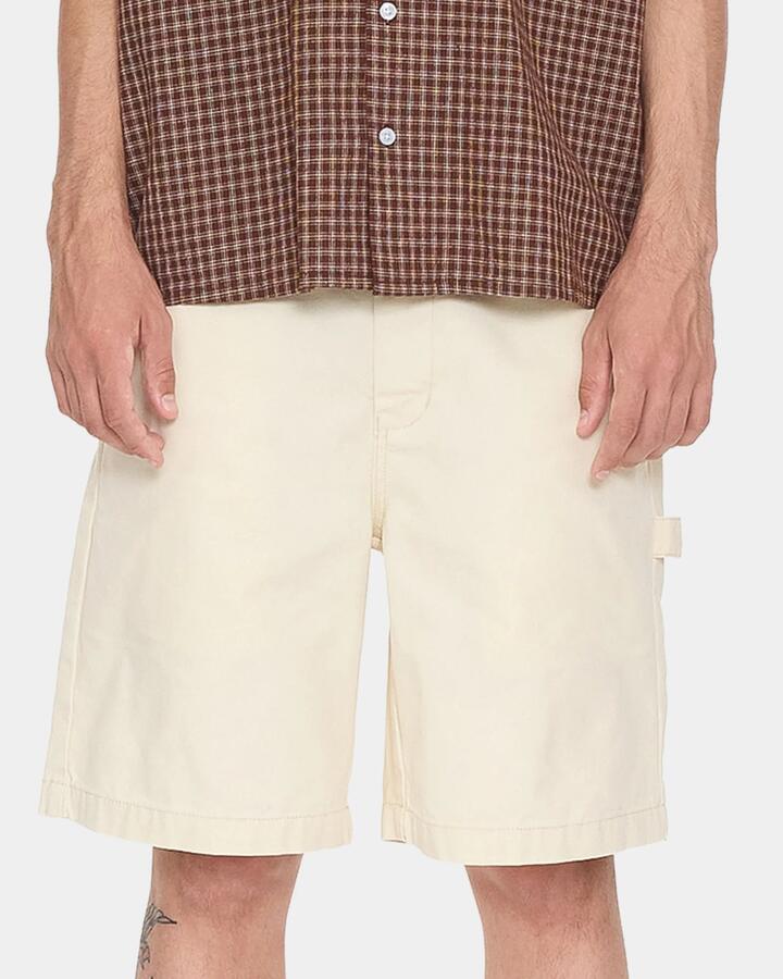 Image of a model wearing Shorts. Productname: worship Mens Canvas Utility Carpenter Shorts Zine - in Zine colour by brand - Worship