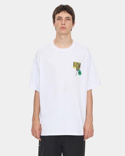 Image of a model wearing Tops. Productname: worship Mens Bumper Oversized T-Shirt White - in White colour by brand - Worship