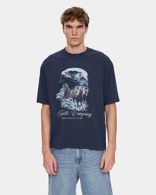 Image of T-Shirts. Product name - Thrills Mens Superior Power Box Oversized T-Shirt Total Eclipse in Total Eclipse colour by brand - Thrills