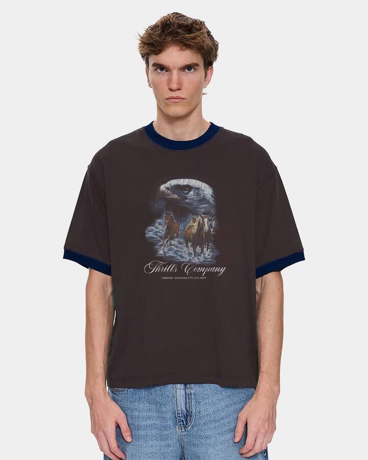 Image of T-Shirts. Product name - Thrills Mens Superior Power Oversized T-Shirt Mulch in Mulch colour by brand - Thrills
