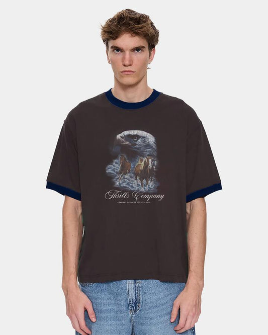 Image of T-Shirts. Product name - Thrills Mens Superior Power Oversized T-Shirt Mulch in Mulch colour by brand - Thrills