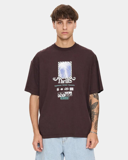 Image of T-Shirts. Product name - Thrills Mens Excitement Excitement Oversized T-Shirt Black in Black colour by brand - Thrills
