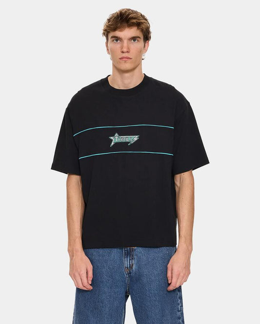Image of T-Shirts. Product name - Thrills Mens Heavy Static Piping T-Shirt Black in Black colour by brand - Thrills
