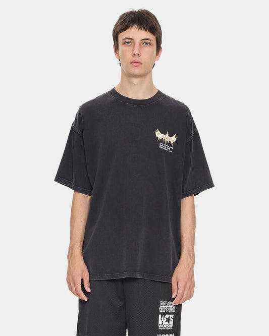 Image of T-Shirts. Product name - Worship Mens Pile Up Oversized T-Shirt Black in Black colour by brand - Worship