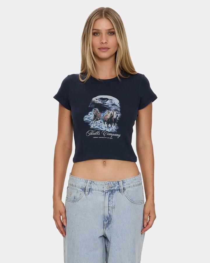 Image of T-Shirts. Product name - Thrills Womens Superior Power Mini T-Shirt Total Eclipse in Total Eclipse colour by brand - Thrills