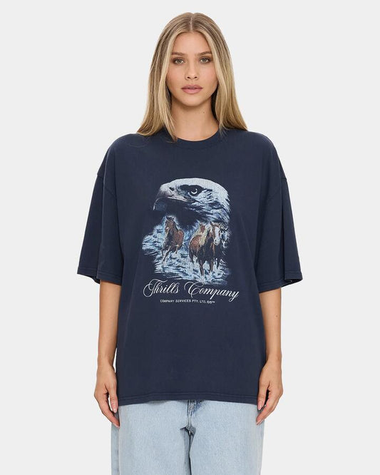 Image of T-Shirts. Product name - Thrills Womens Superior Power Oversized T-Shirt Total Eclipse in Total Eclipse colour by brand - Thrills