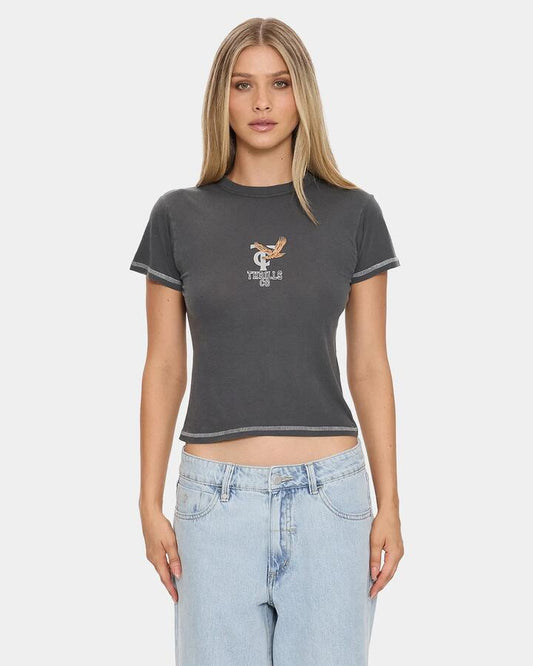 Image of T-Shirts. Product name - Thrills Womens Take It Easy Mini T-Shirt Merch Black in Merch Black colour by brand - Thrills