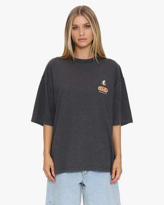 Image of T-Shirts. Product name - Thrills Womens World Of Wonder Oversized T-Shirt Merch Black in Merch Black colour by brand - Thrills