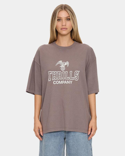 Image of T-Shirts. Product name - Thrills Womens Break Point Oversized T-Shirt Shroom in Shroom colour by brand - Thrills