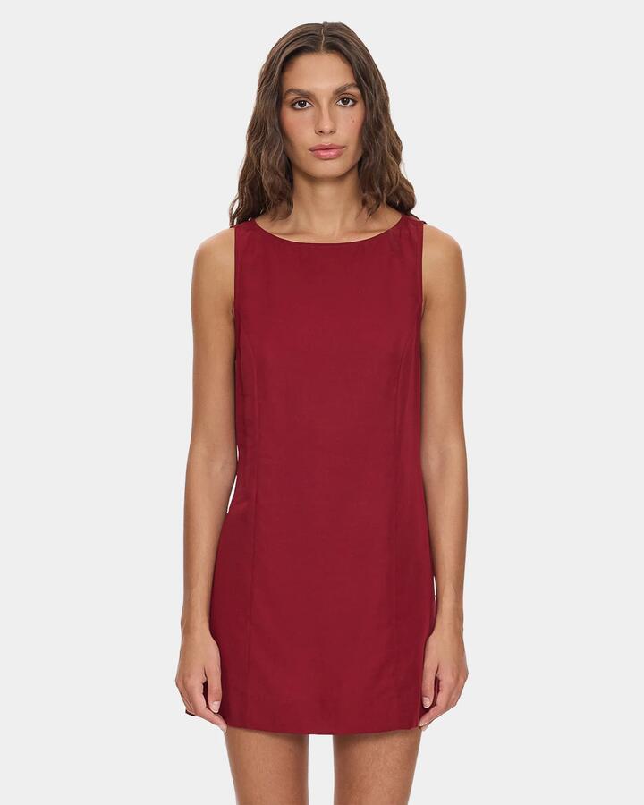 Image of Dresses. Product name - Thrills Womens Knox Mini Dress Garnet Red in Garnet Red colour by brand - Thrills