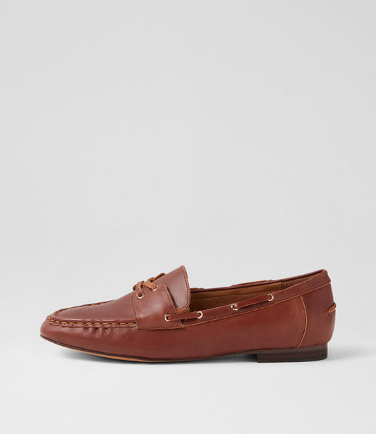 Image of Flats. Productname: Ghesica Walnut Leather Loafers in WALNUT colour by brand - MOLLINI