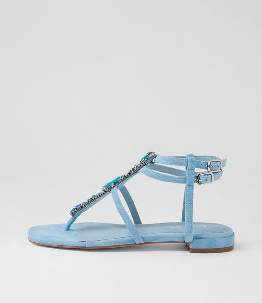 Image of Sandals. Productname: Muse Denim Suede Sandals in DENIM colour by brand - MIDAS