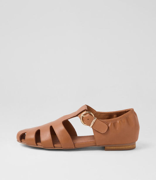 Image of Footwear. Productname: Grelis Tan Leather Flat Shoes in TAN colour by brand - MOLLINI