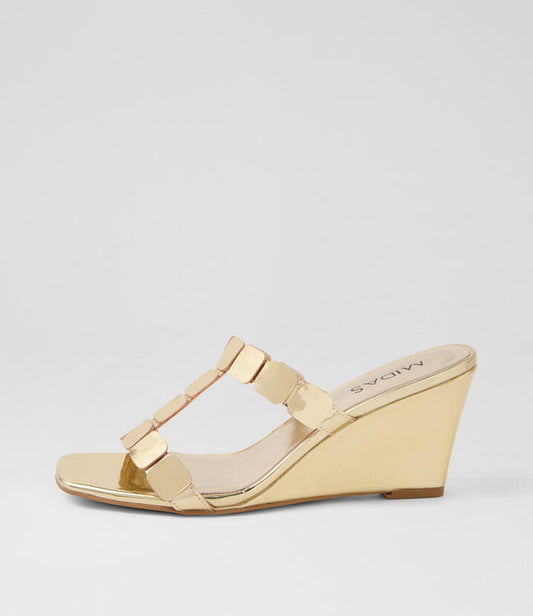 Image of Sandals. Productname: Honoria Pale Gold Shine Sandals in PALE GOLD SHINE colour by brand - MIDAS