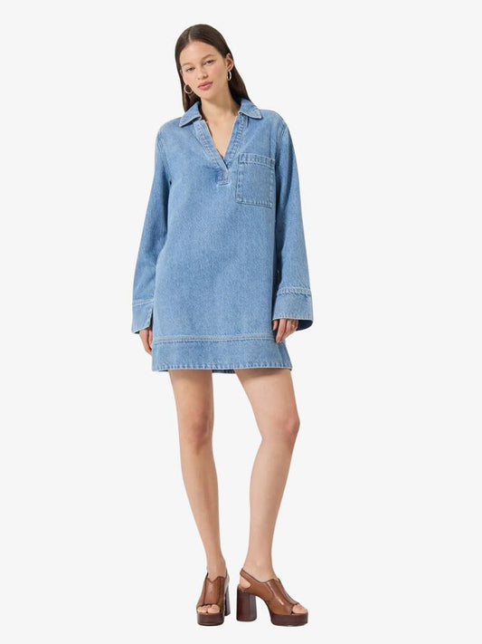 Image of Dresses. Productname: Rollas Marfa Tunic Mini Denim Dress in Lennon Stone colour by brand - Rollas